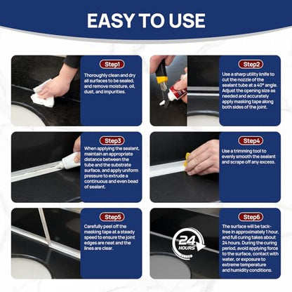 Silicone Caulk, 4.23 FL OZ White Silicone Sealant