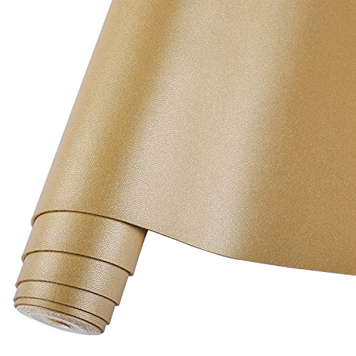 HGUAN Smooth Solid Color Golden Faux Leather 12"X53"(30cmX135cm),Faux Leather Sheets Roll Very Suitable for Making Crafts, Leather Earrings, Bows,Sewing (Golden) - color: Golden