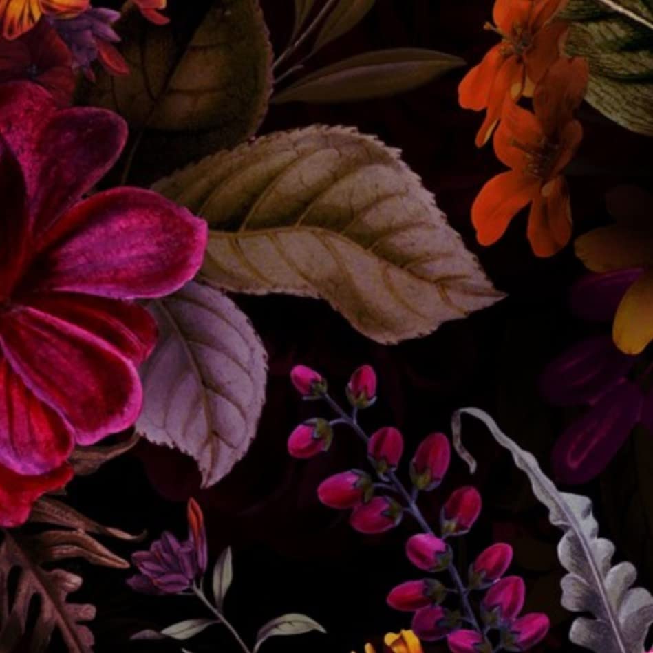 Spoonflower Fabric Moody Floral Gothic Flower on Upholstery Velvet - size: Fat Quarter