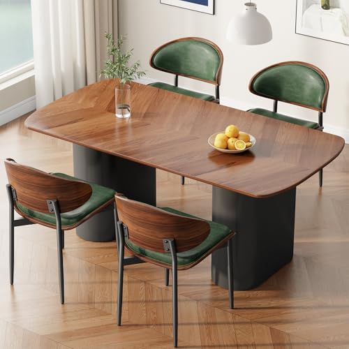 REONEY Dining Chairs Set of 4, Mid-Century Modern Kitchen Chairs, Green - color: Green Pu