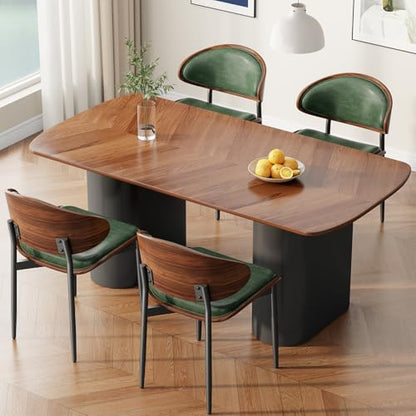 REONEY Dining Chairs Set of 4, Mid-Century Modern Kitchen Chairs, Green - color: Green Pu