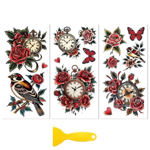 Peacoblue Clock and Flowers Rub On Transfers for Furniture Craft 6"x12" - style: Clock and Flowers
