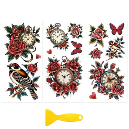 Peacoblue Clock and Flowers Rub On Transfers for Furniture Craft 6"x12" - style: Clock and Flowers