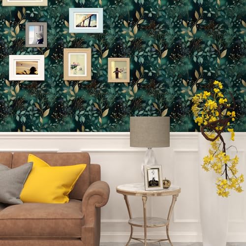 Teal Boho Floral Vinyl Peel and Stick Wallpaper 17.5"x 393" - color: Blue, size: 17.5" x 393"