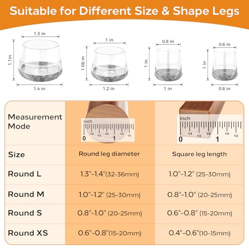 24 PCS Silicone Chair Leg Floor Protectors Extra Small(0.6"-0.8") Rubber Felt Furniture Pads Chair Legs Caps/Covers for Hardwood Floors, Tile from Scratches & Reduce Noise - Round, Grey - size: Extra Small(0.6"-0.8")