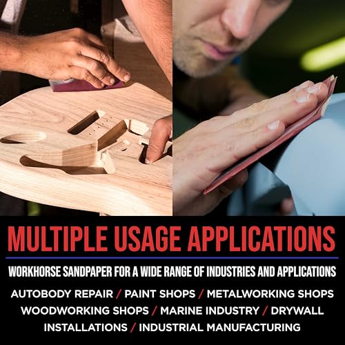ProductionShop Premium Red 150 Grit 1/4 Sheet Size Red Sanding Sheets, Box of 30 - Hook & Loop Backing Sandpaper, Medium-Cut Abrasive - Fits Palm Sanders, Hand Sanding Blocks - Woodworking, Auto Paint - style: 150 Grit