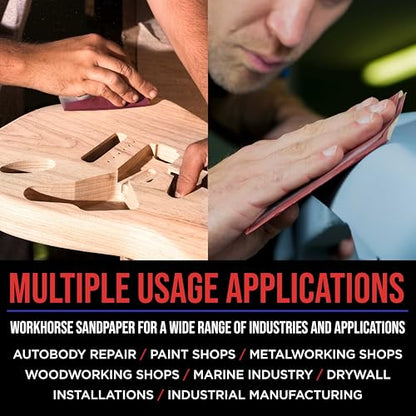 ProductionShop Premium Red 150 Grit 1/4 Sheet Size Red Sanding Sheets, Box of 30 - Hook & Loop Backing Sandpaper, Medium-Cut Abrasive - Fits Palm Sanders, Hand Sanding Blocks - Woodworking, Auto Paint - style: 150 Grit