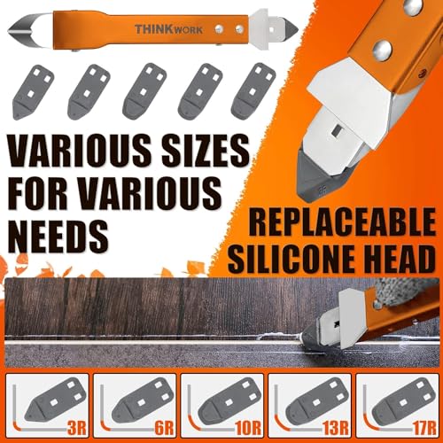 4 in 1 Silicone Caulking Tool Kit, Stainless Steel Caulk Remover Tool - color: Orange