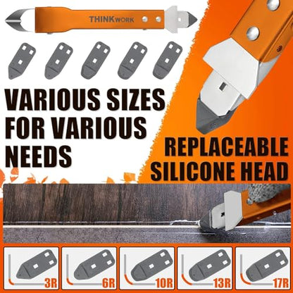 4 in 1 Silicone Caulking Tool Kit, Stainless Steel Caulk Remover Tool - color: Orange