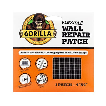 GORILLA Durable Wall Repair Patch, 4x4, for Walls & Ceilings