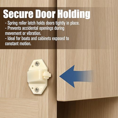 White Marine Boat Ball Catch Door Cupboard – Spring Back Plates Roller Latch Plastic Catches Cabinet Hardware and Furniture Double Latches Interior Doors Small Arrowhead Catch