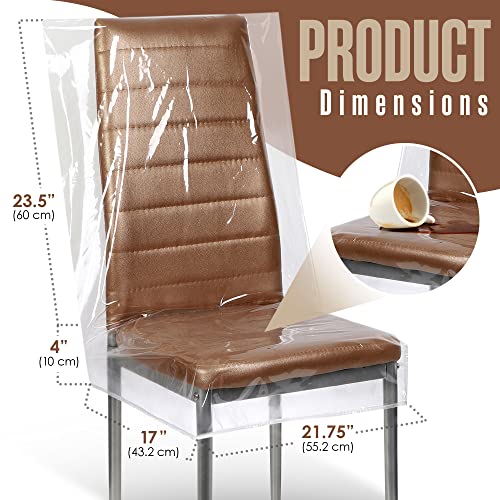 Plastic Chair Covers for Dining Chairs, Cats, Clear Vinyl, 24x22 IN, 6 PK