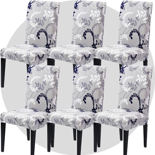 Stretch Chair Covers Slipcovers Set of 6 Printed Stretchable Dining Chair Slipcover Washable Removable for Kitchen,Hotel,Restaurant - color: Flower Vine, size: 6