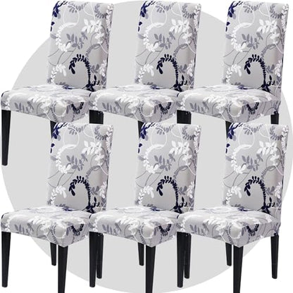 Stretch Chair Covers Slipcovers Set of 6 Printed Stretchable Dining Chair Slipcover Washable Removable for Kitchen,Hotel,Restaurant - color: Flower Vine, size: 6
