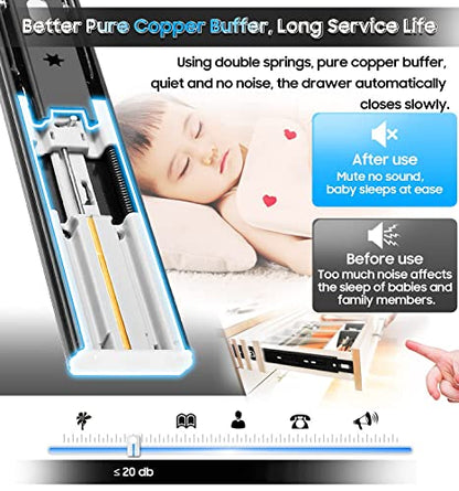 YENUO Soft Close Drawer Slides Full Extension Ball Bearing 12–24 Inch 100LB - color: Black-Soft Close, size: 14 Inch