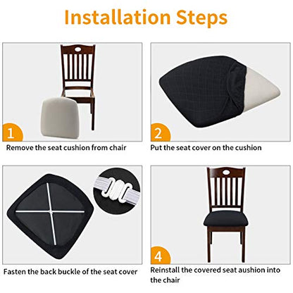 Fuloon Dining Chair Seat Covers Stretch Slipcovers, 6 Pack, Black - color: Black, size: Not Waterproof