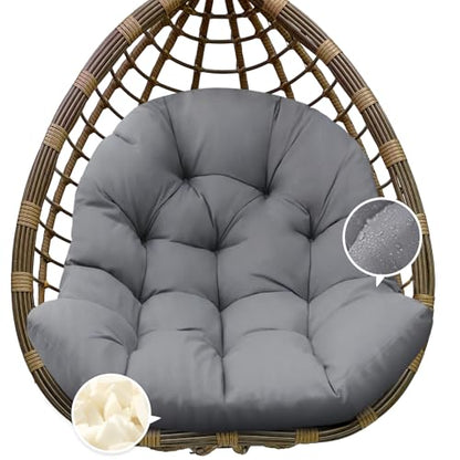 Egg Chair Cushion Replacement, Waterproof Outdoor Hanging Egg Swing Chair Cushions Pads, U-Shaped Thickened Cushions for Hanging Eggs Chair with Ties, 47x33x7 Inches (Grey) - color: Grey