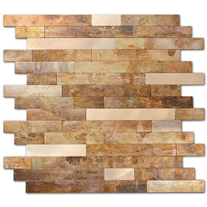 Yipscazo 2026 New Upgrade Peel and Stick Backsplash, Stick on Backsplash Tiles for Kitchen, Bathroom, Fireplace(5 Sheets, Copper) - color: Copper