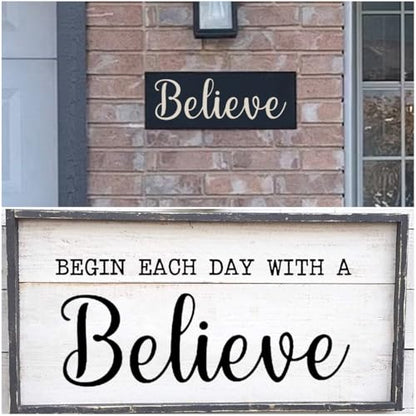 Large Believe Stencils for Painting - 6 Pack Believe Stencil Templates for Painting on Wood, Reusable Letter Stencils for Chalkboard Wood Crafts Signs & Home Front Door Mat Decorations - style: Believe