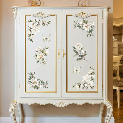 Peacoblue Magnolia Corner Rub On Transfers for Furniture Craft 6"x12" - style: Magnolia Corner