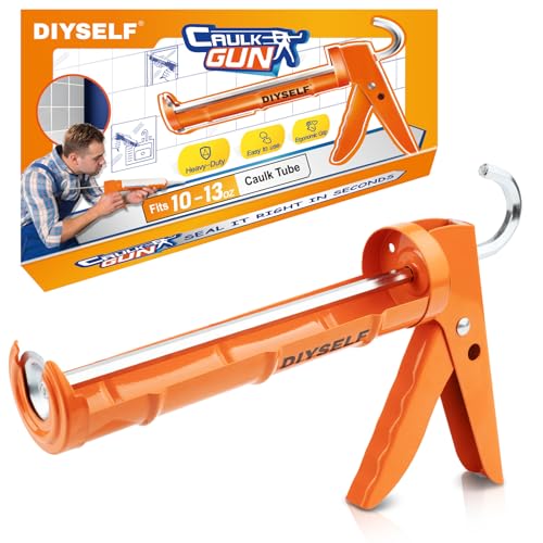 DIYSELF Caulking Gun, Caulk Gun Manual for 10 oz Tubes, 10:1 Thrust - color: Orange