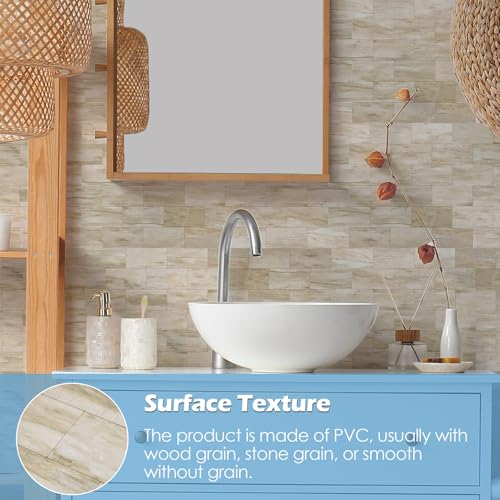 2026 New Upgrade Peel and Stick Backsplash Tile, Peel and Stick 11.34" X 11.57" Wall Tile for Kitchen, Bathroom, Fireplace, Laundry (Light Beige Stone, 10 Packs) - color: Light Beige Stone