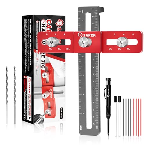 Saker Cabinet Hardware Jig, Cabinet Handle Doweling Template Tool - size: 5" Jig Saw with pencil