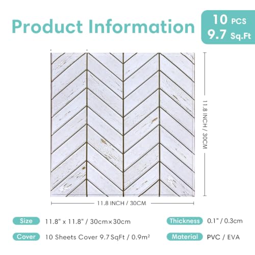 Commomy 3D Faux Wood Peel and Stick Wall Tiles 10 Pcs 11.8" x 11.8" - color: Wood-U