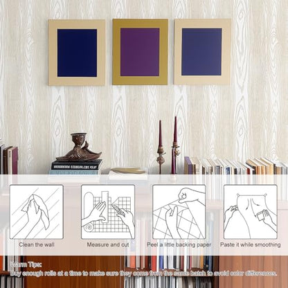 White and Gold Wood Contact Paper 17.3"x400" Peel and Stick Wallpaper - color: Natural Wood-White Gold, size: 17.3" x 400"