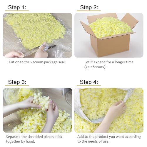 Bean Bag Filler, High-Density 10lbs Shredded Memory Foam Filling - color: Yellow, size: 10lbs