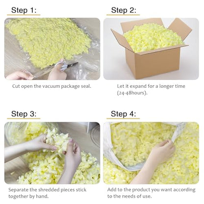 Bean Bag Filler, High-Density 10lbs Shredded Memory Foam Filling - color: Yellow, size: 10lbs