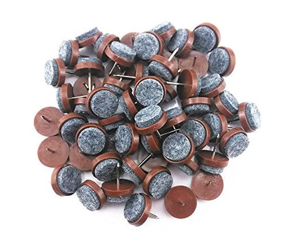Yueton 60pcs Felt Nail-on Slider Glide Pad Furniture Chair Leg Feet Pads Table Wood Floor Protectors (20mm, Brown)