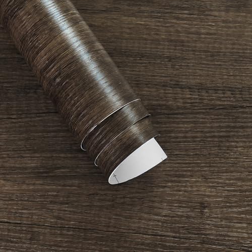 Extra Wide Dark Wood Contact Paper Peel and Stick Natural Walnut Wallpaper - color: Dark Brown, size: 48" x 118"