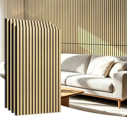 Art3d 47 x 23.6 Inch Acoustic Wood Slat Design Wall Panels, 4-Pack, Oak - color: Oak, size: 23.6" x 47"