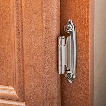 Decobasics 25 Pairs (50pcs) Self Closing Variable Overlay Flush Cabinet Hinge - Satin Nickel - color: As the picture shown, size: 1/2"
