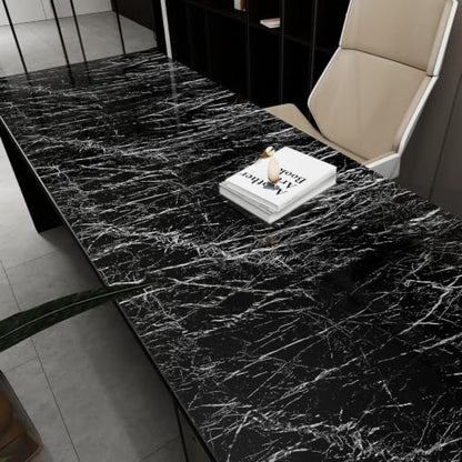 Black Glossy Marble Contact Paper 23.6"X472.4" Peel and Stick Wallpaper - color: Black, size: 23.6" x 472"