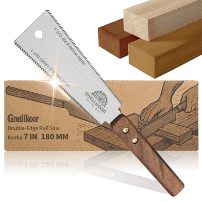 Japanese Hand Pull Saw, 7 In Ryoba Double Edge Saw of 12/18 TPI Professional Woodworking Rip, Cross & Flush Cut Tool to Help Carpenter for Achieve Soft Hard Woods Cutting Quickly Accurately - style: 7 Inch (180mm) Japanese Pull Saw