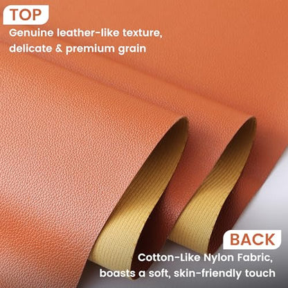 KUUP Lychee PU Faux Leather Fabric Sheets, 54" x 12", 0.8mm Thick - color: Brown Litchi, size: 12 IN