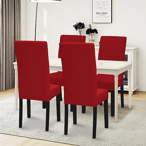 Easy-Going Stretch Dining Room Chair Slipcovers Set of 4, Christmas Red - color: Christmas Red