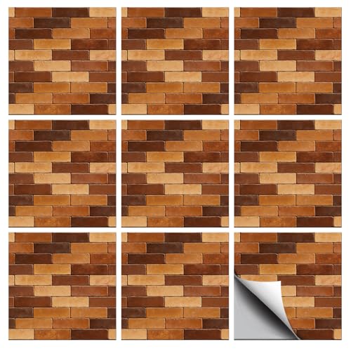36 Pcs Brick Wall Texture Patten Tile Sticker Wall Tile Stickers Waterproof Self Adhesive Stick on Decals for Kitchen Bathroom Wall Art 4×4 Inch - color: Brick Wall Texture
