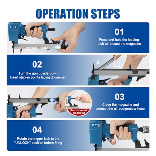 CTS 8016 Pneumatic Upholstery Staple Gun for Furniture