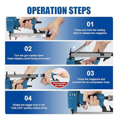 CTS 8016 Pneumatic Upholstery Staple Gun for Furniture