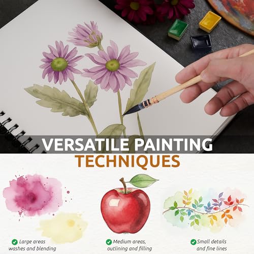 DUGATO Squirrel Hair Watercolor Paint Brushes, Mop Round Tip Brush, 3-Piece - color: 3 Brushes - Set
