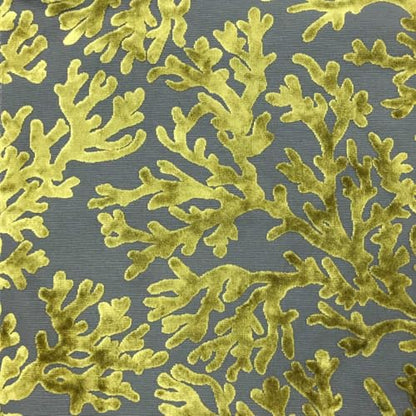 TOP FABRIC, St. Tropez - Scuba, Coral Pattern Burnout Velvet Upholstery Fabric by The Yard Palm - color: Palm