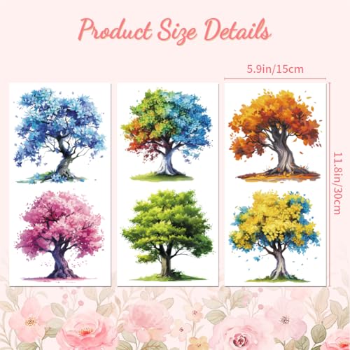 Peacoblue Colorful Tree Rub On Transfers for Furniture Craft 6"x12" - style: Colorful Tree