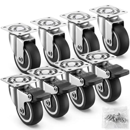 Hotop 8 Pcs 1" Low Profile Casters Wheels 200 lb Total Capacity - size: 1 Inch