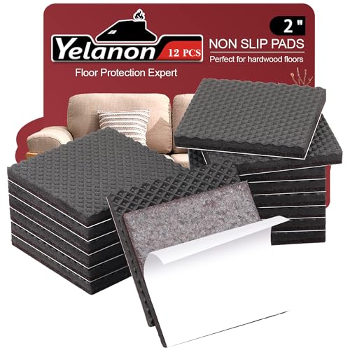 Yelanon Non Slip Furniture Pads for Hardwood Floors 12 Pcs 2" Square - size: 12 pcs 2" Square