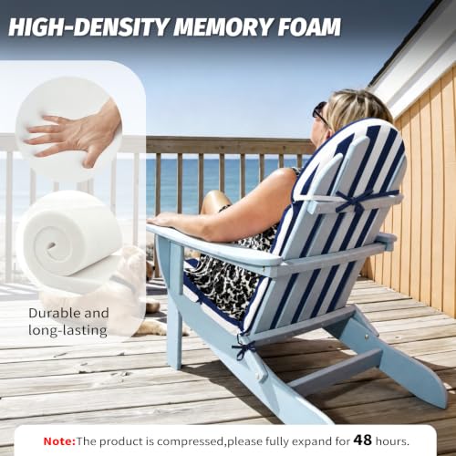 Adirondack Chair Cushion, 50x20 in Outdoor Rocking Seat Pad, 1 Pack - color: Navy Blue White Stripe, size: 1 pack