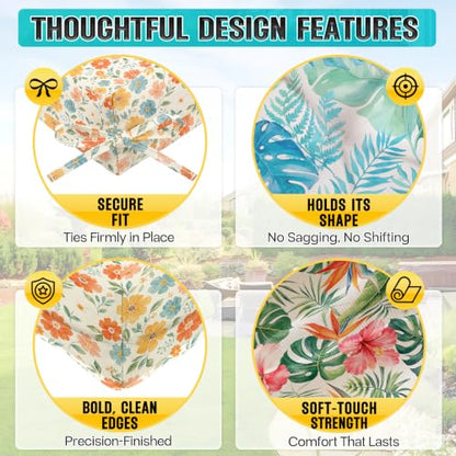 Patio Chair Cushions High Back 44"x22"x4" Thick (Blue Monstera) - color: Blue Monstera