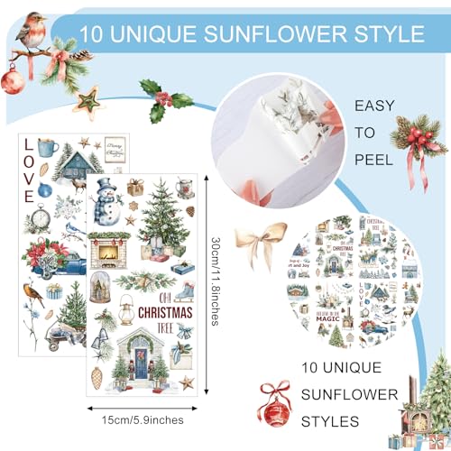 Lincia 10 Sheets Christmas Rub on Transfers for Crafts, Snowman - style: Snowman